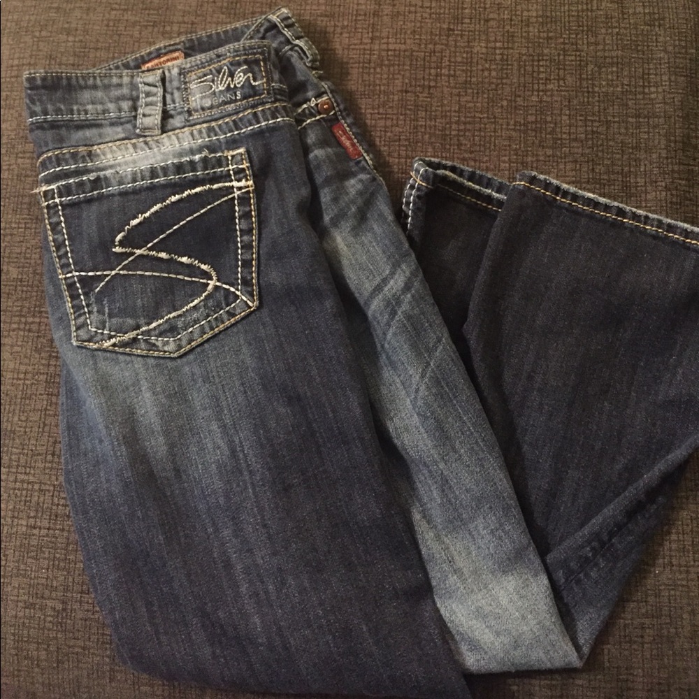 Silver jean capris