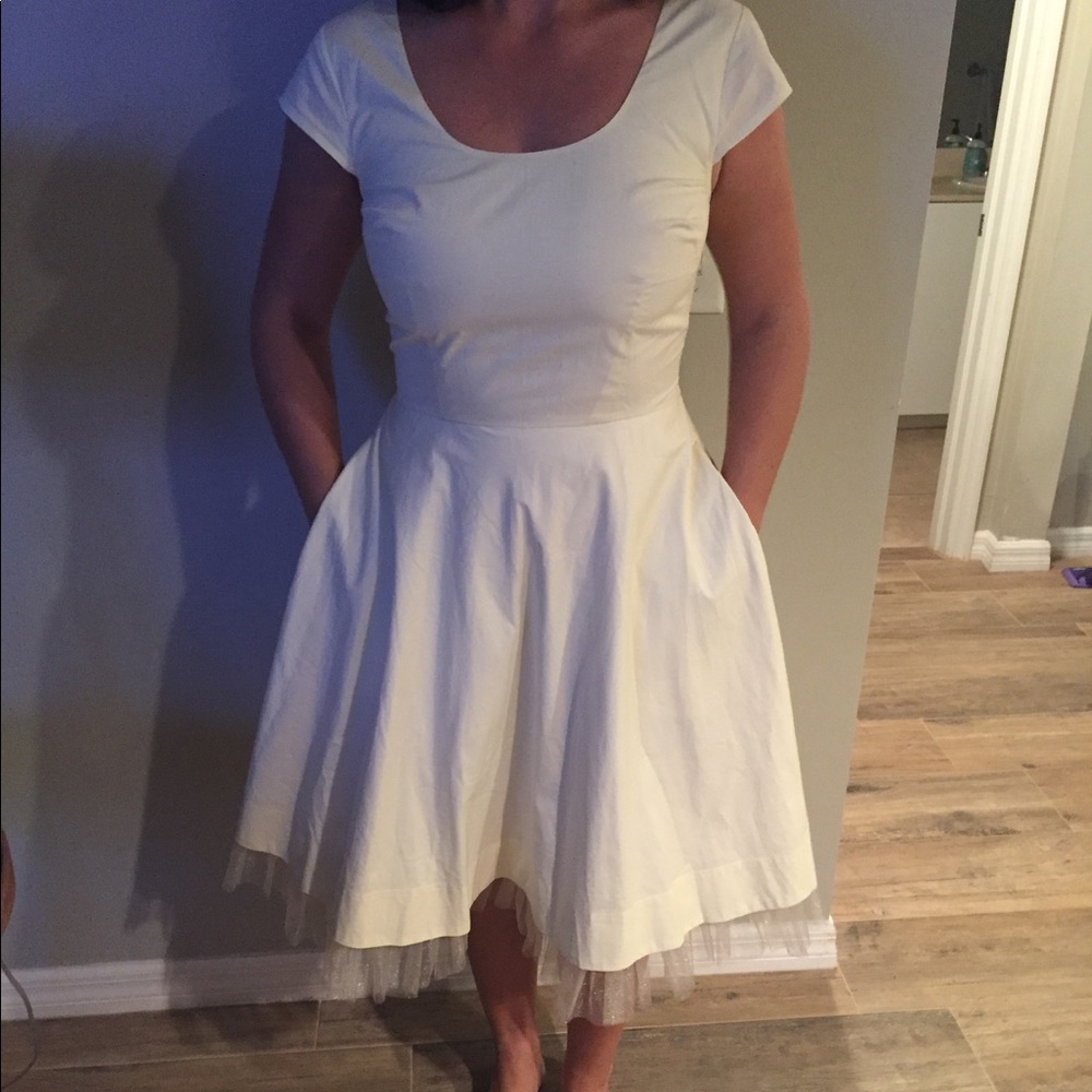 EShakti Cream Dress with Pockets