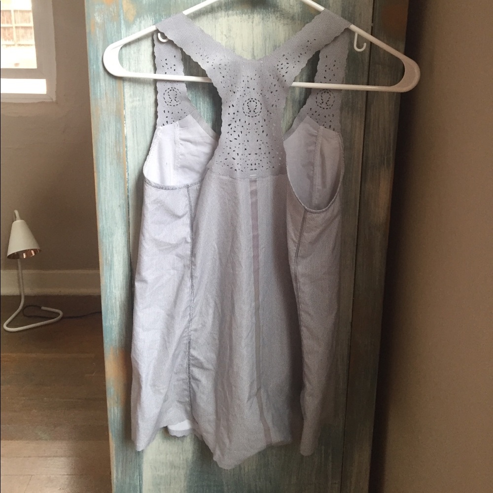 Lululemon- Laser Cut Pin Striped Tank