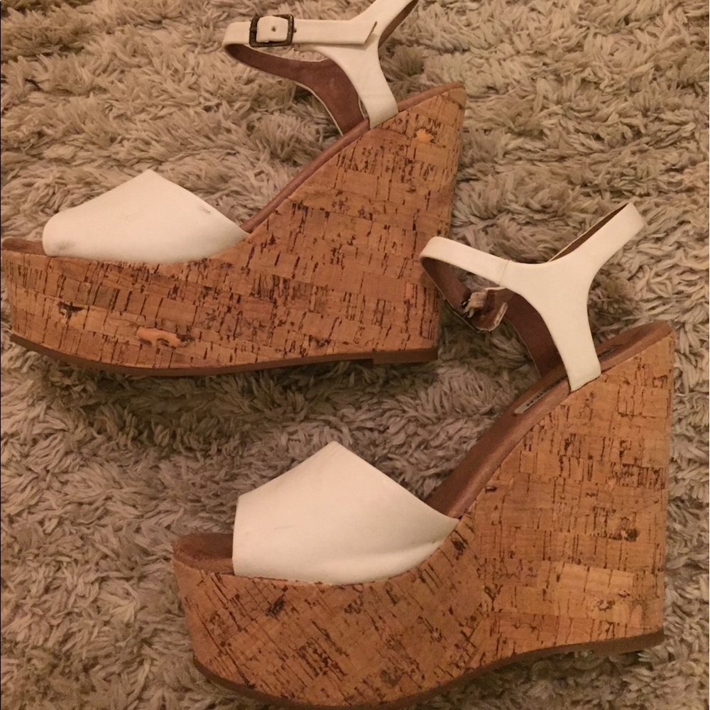 White Steve Madden wedges
