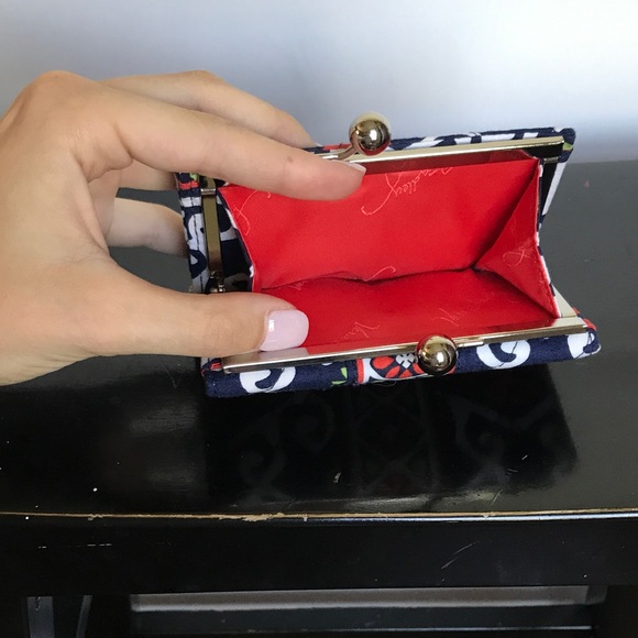 RETIRED Vera Bradley Wallet, Coral, Blue, White - Picture 4 of 4