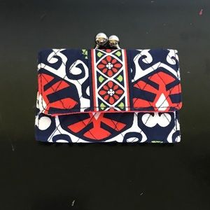 RETIRED Vera Bradley Wallet, Coral, Blue, White