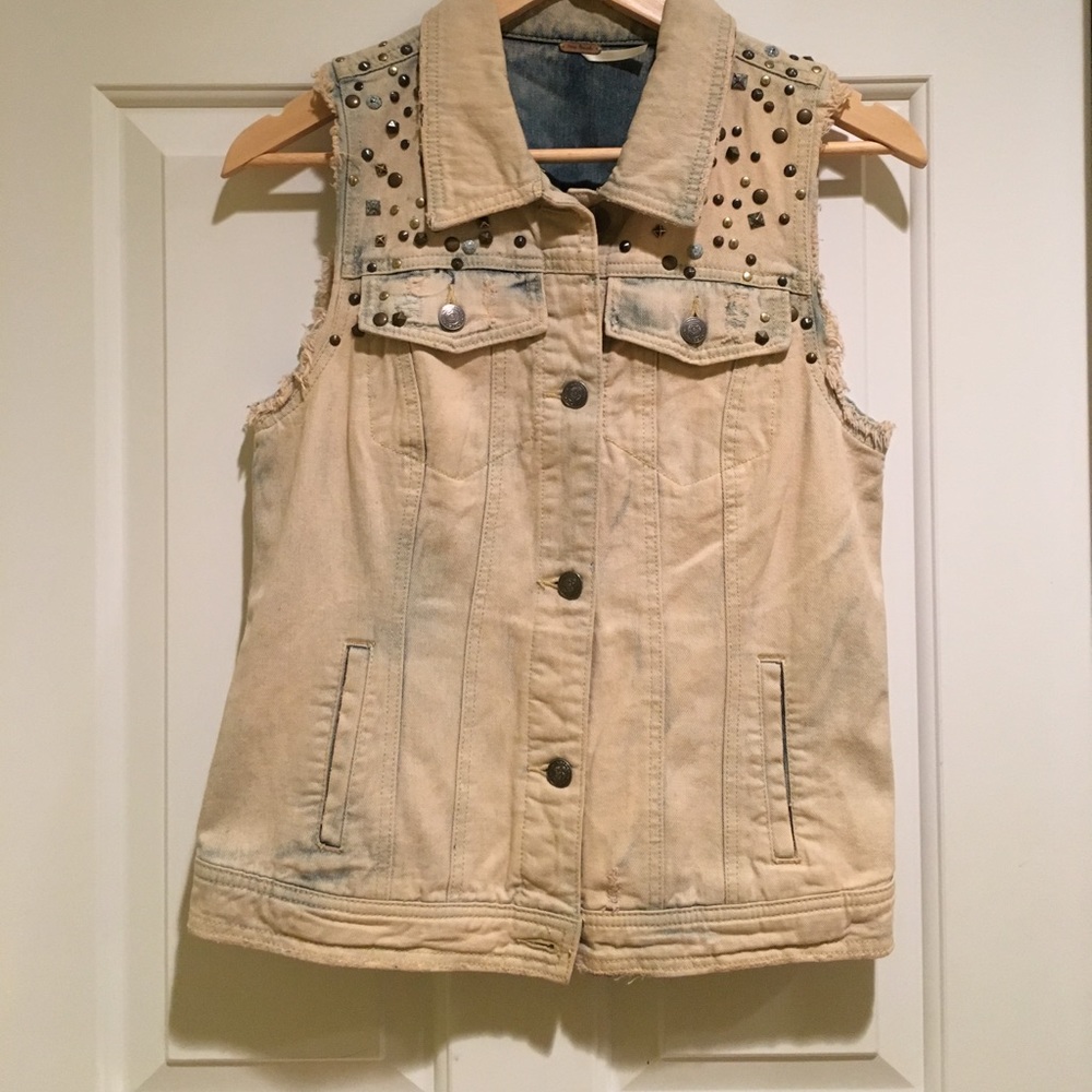 Free People Studded Denim Vest