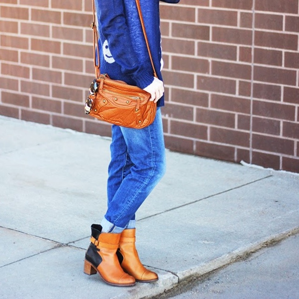 Distressed Color-block Leather Boots - Picture 6 of 8