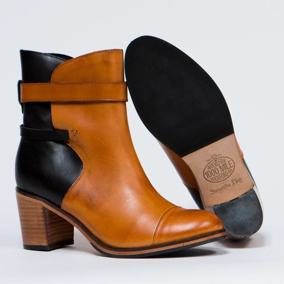 Distressed Color-block Leather Boots - Picture 3 of 8