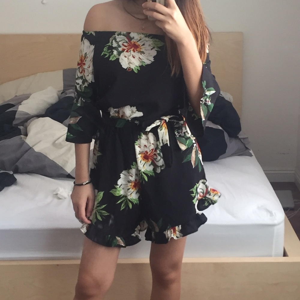 Black off shoulder jumpsuit