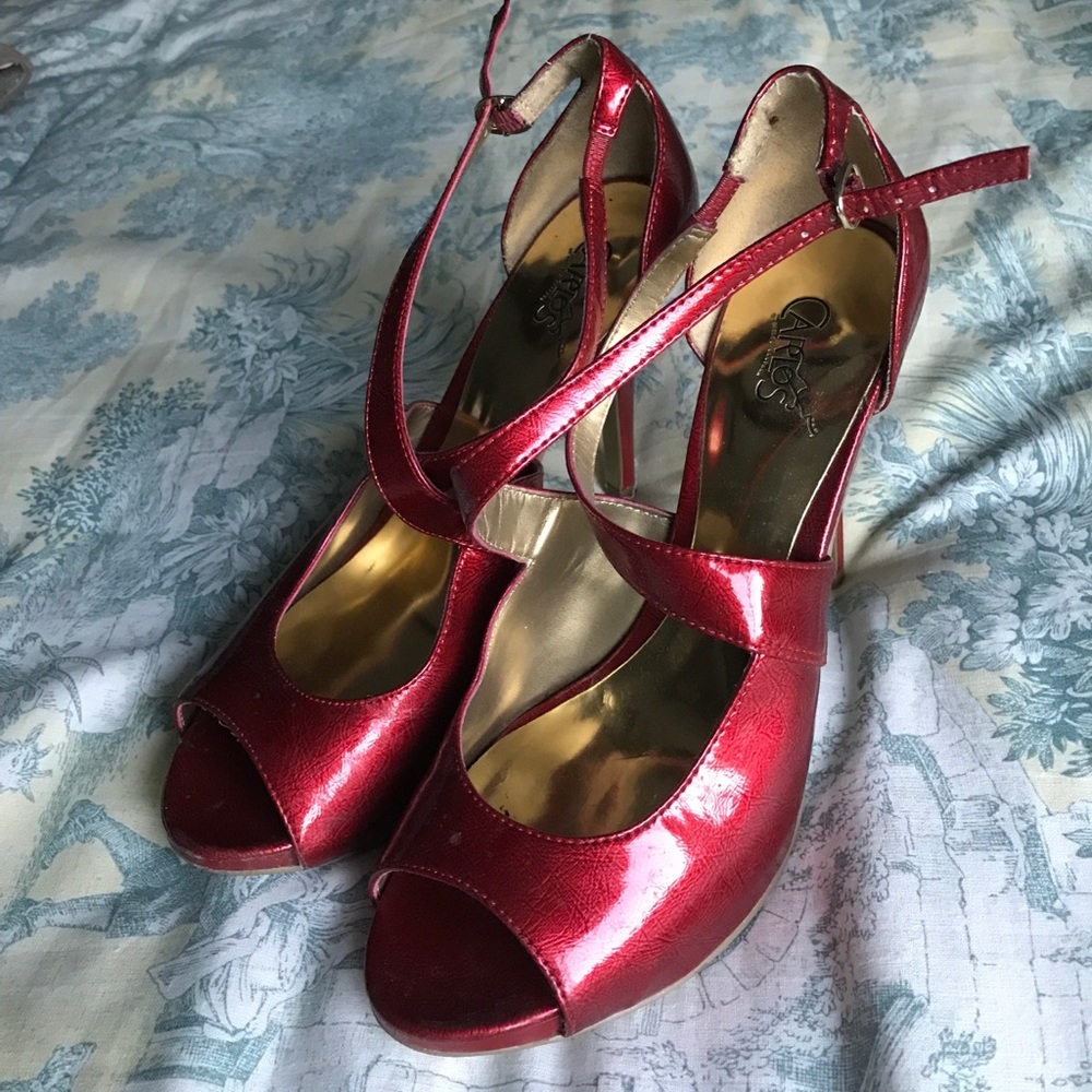 Carlos Santana Cherry Red Sandal Heels