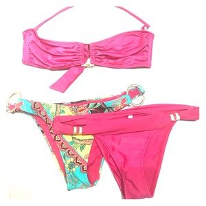 Vix bikini bandeau top and two bottoms size large
