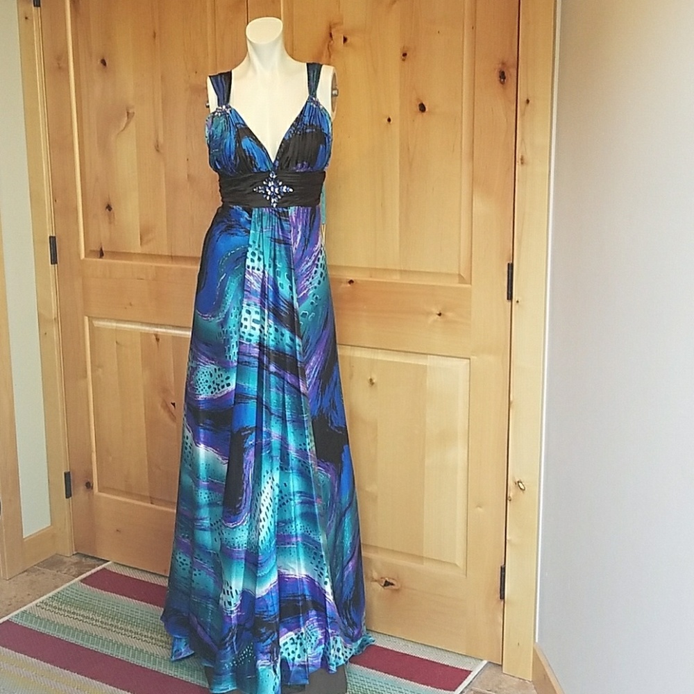 Blue/Green floor length dress
