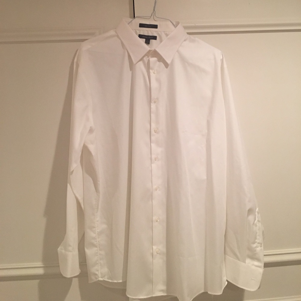 Non-iron white dress shirt with point collar