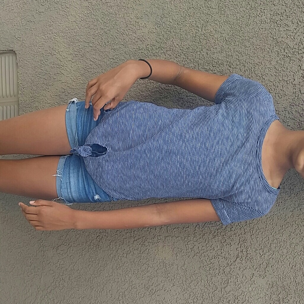 Kids blue and white striped shirt