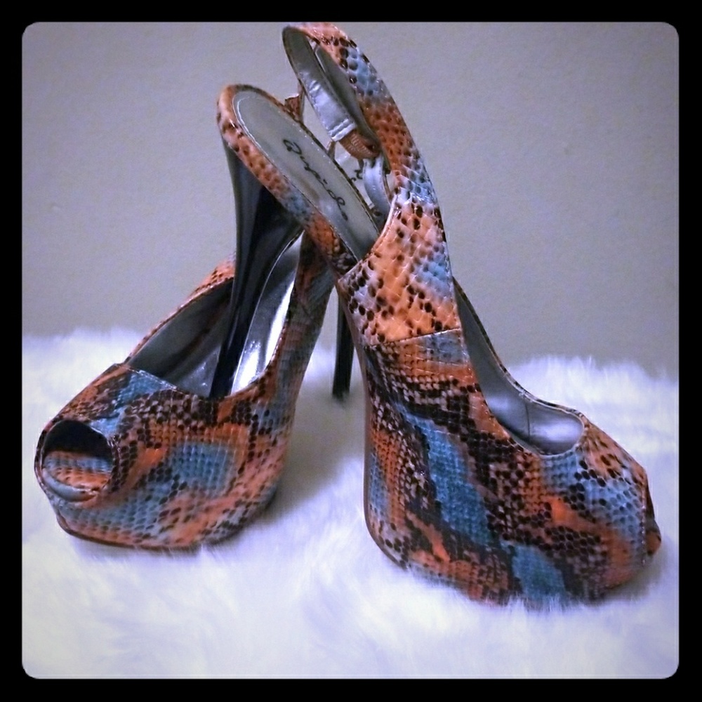 Slingback peep toe heels