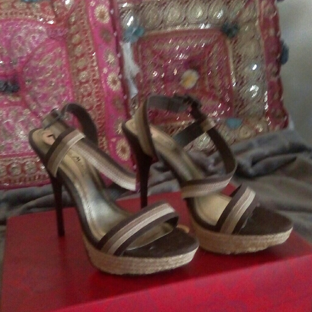 Brown and beige heels