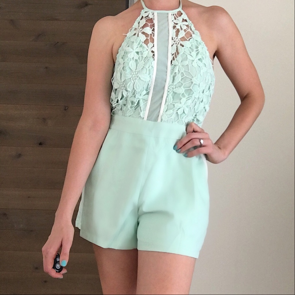 Mint Lace Romper Playsuit