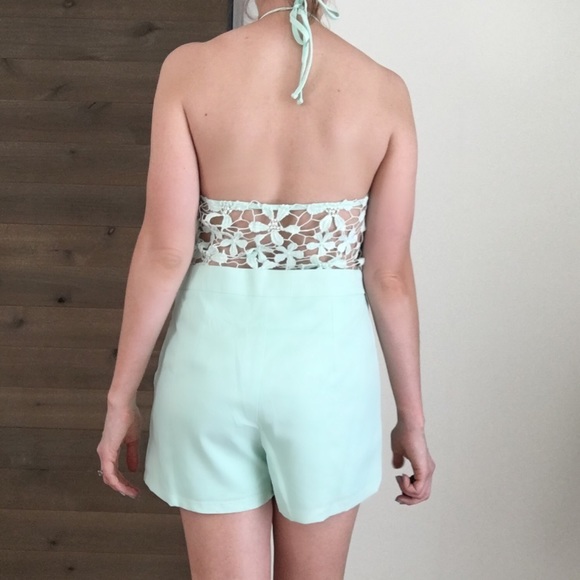 Mint Lace Romper Playsuit - Picture 3 of 3
