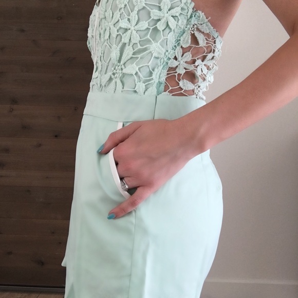 Mint Lace Romper Playsuit - Picture 2 of 3