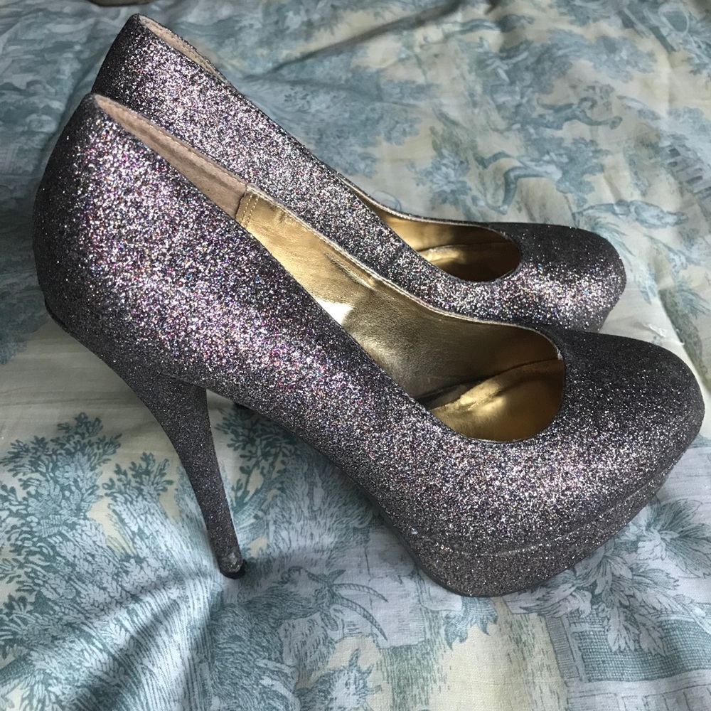 Steve Madden Multicolored Silver Glitter Heels