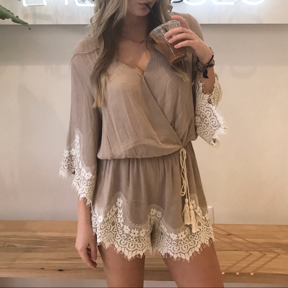 Brown lace romper.