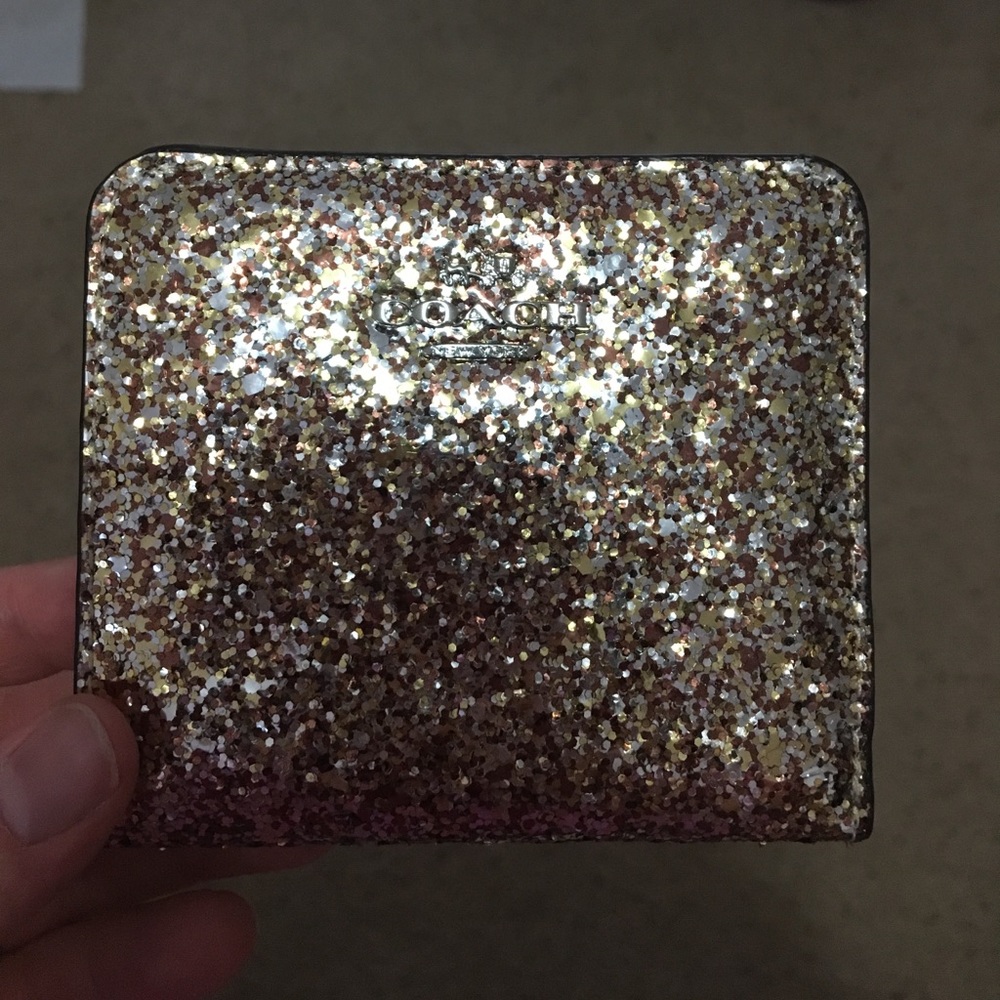 Offers! Coach glittered bifold wallet. Super cute!