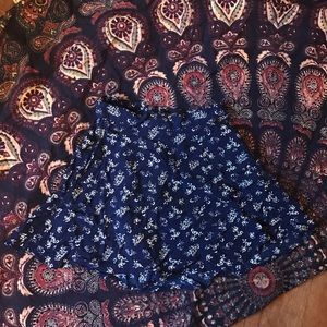 Navy blue patterned mini skirt