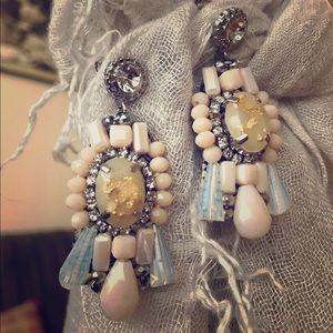 Amazing Chunky Pastel Beaded Leather Drop Earrings
