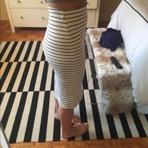 BDG navy striped cotton bandage skirt