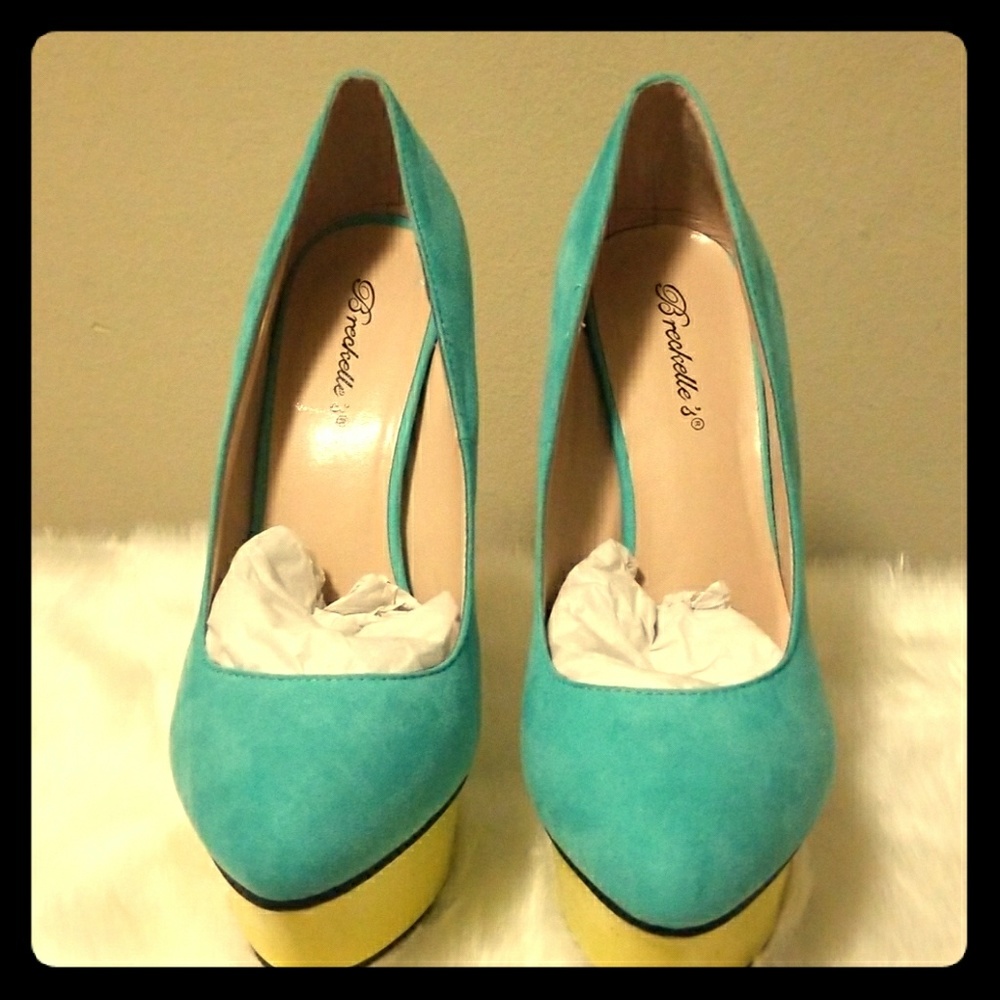 Color block platform heels