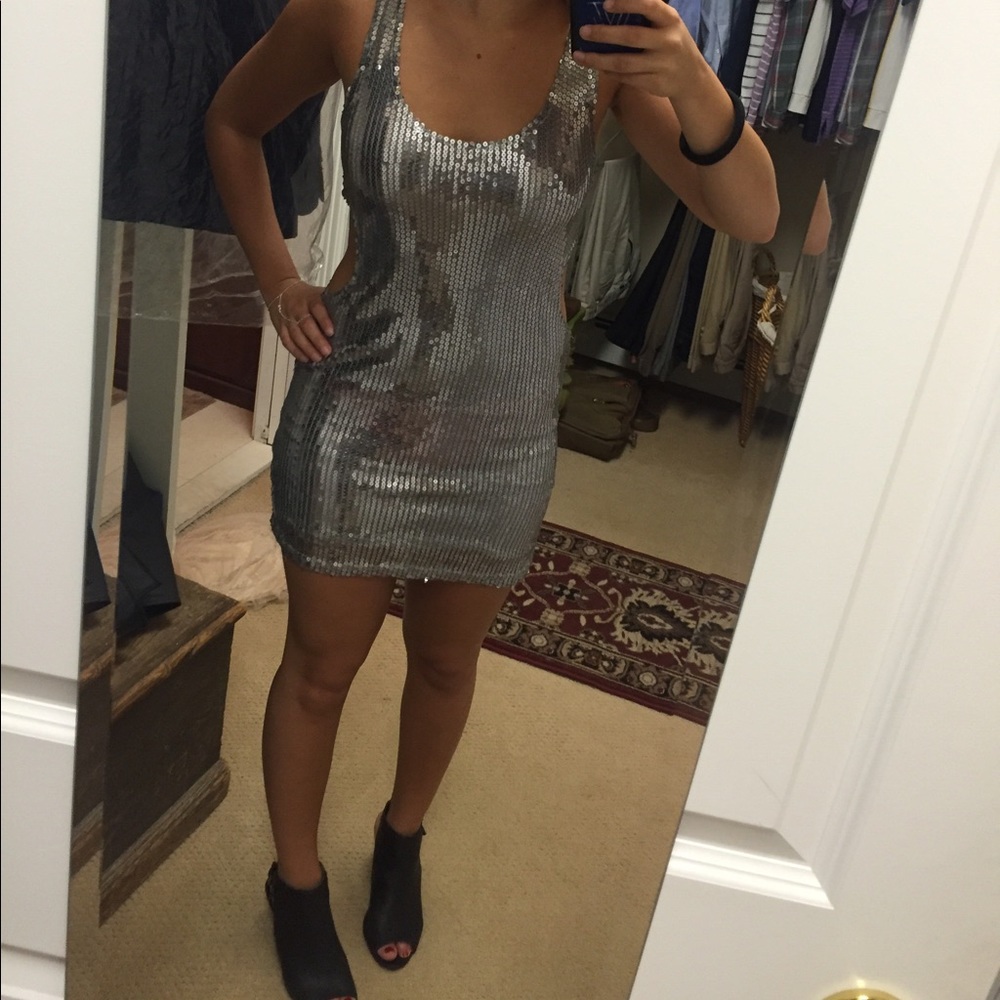 Silver sequin dress