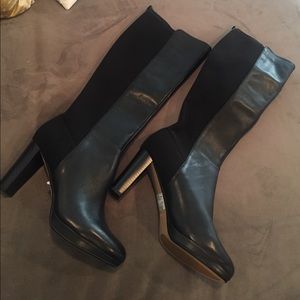 Size 10 Clarks Knee High heeled black boots