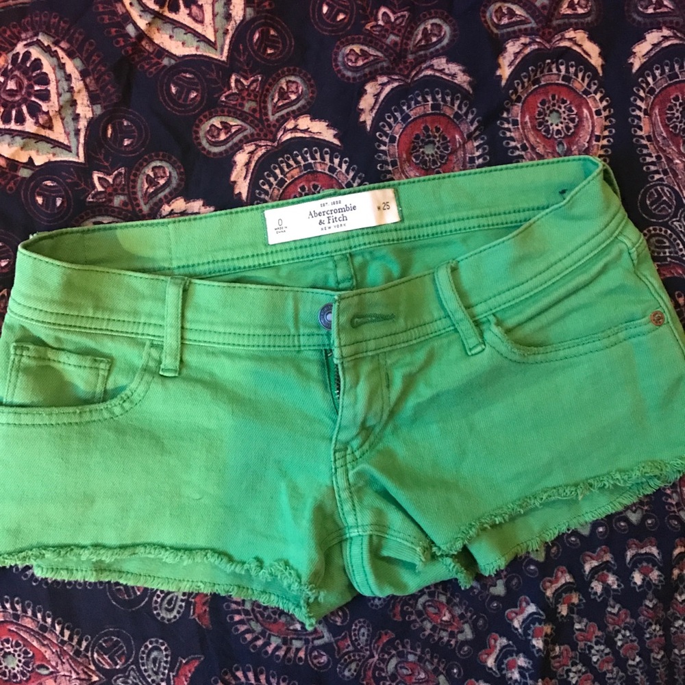 Green denim shorts