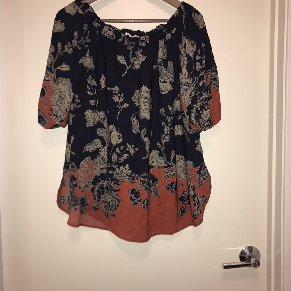 Floral top. Off the shoulder
