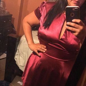 Satin material skater dress