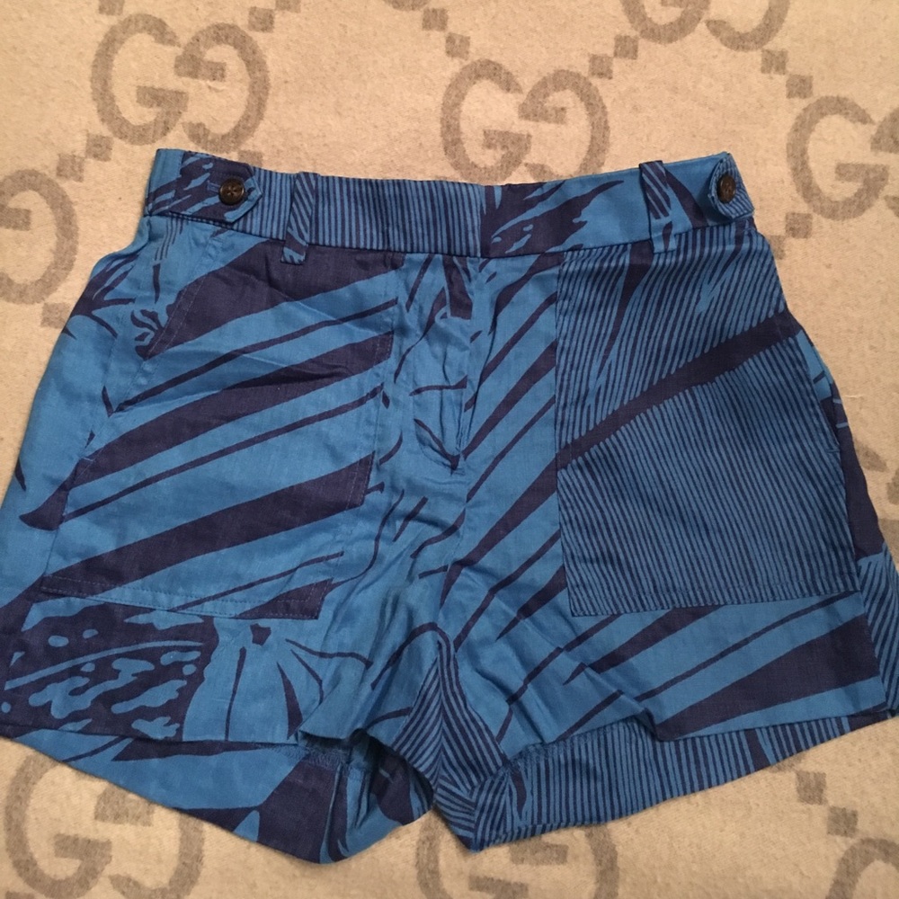 JCrew linen leaf print shorts