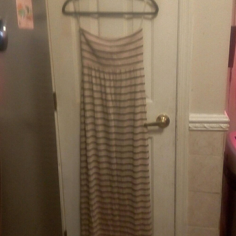 Tan and black halter dress
