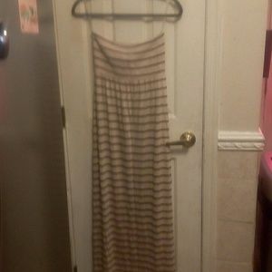 Tan and black halter dress