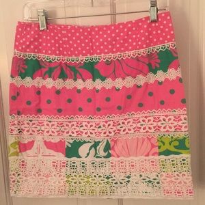 Lilly Pulitzer patchwork and lace skirt
