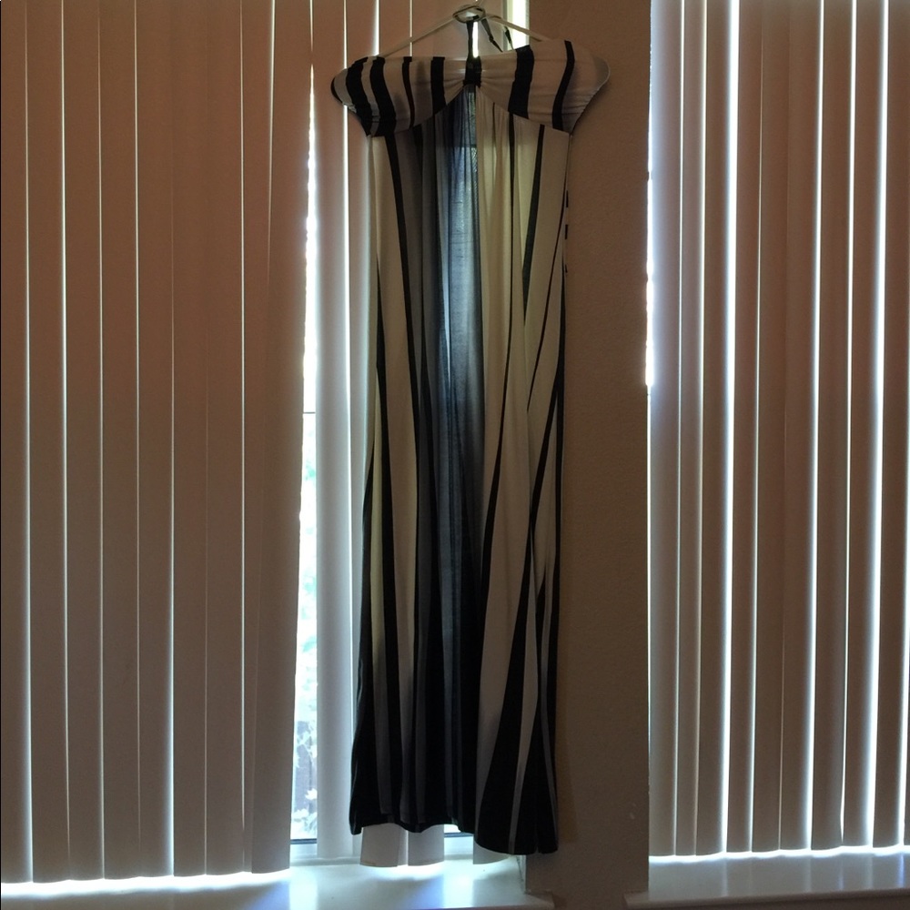 Gray and white strips maxi dress