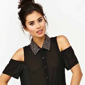 Nasty Gal Total Stud Blouse - Black