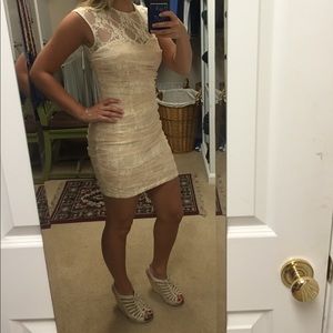 Cream-colored lace dress