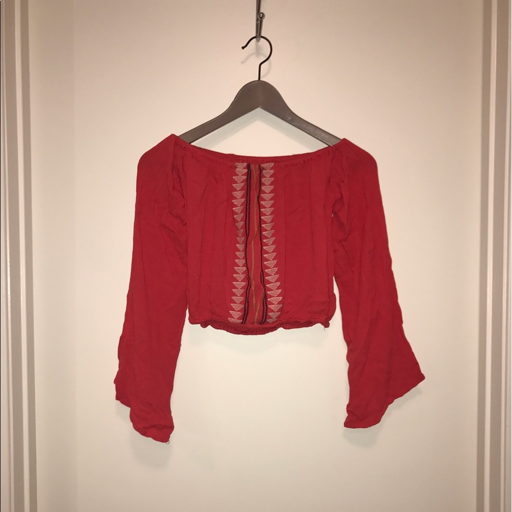 K&k crop peasant style top