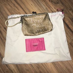 Coach metallic wristlet