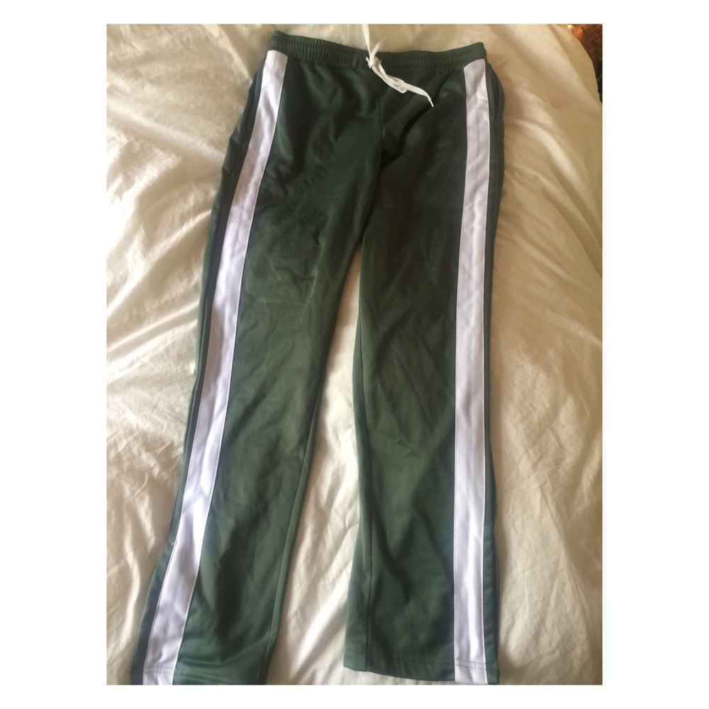Green High Waist Track Pants