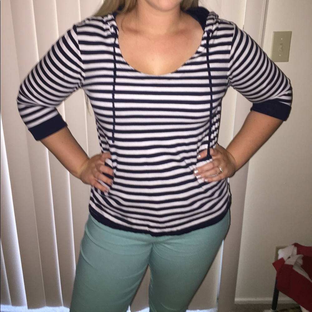 Reversible 3/4 Sleeve Top with Hood