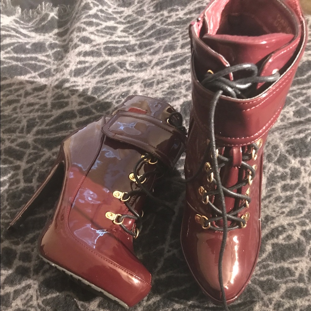 ShoeDazzle Patent Leather Ankle Boots