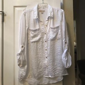 MK White Parachute Silk Blouse