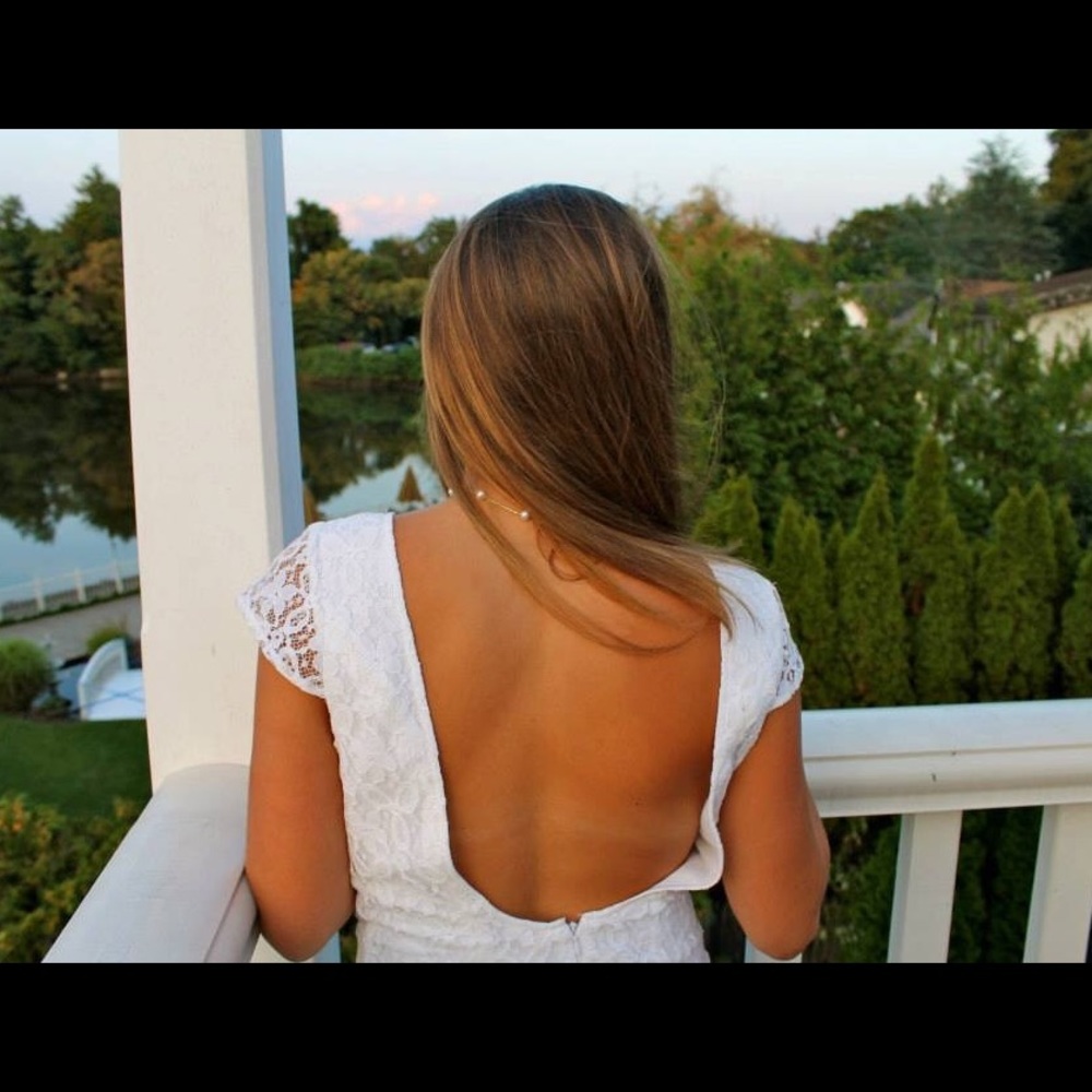 White Lace Backless Dress