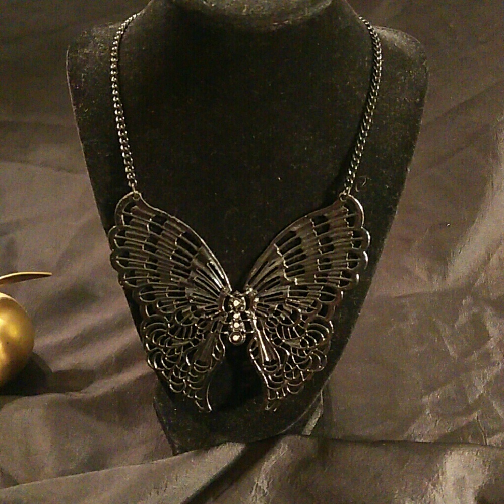 Black butterfly necklace