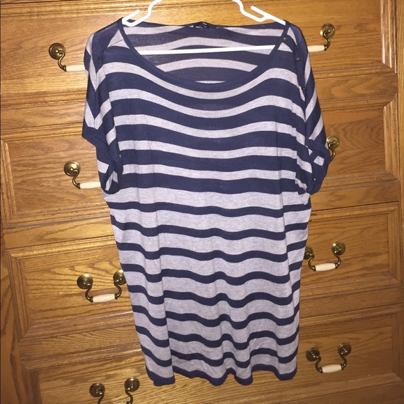 Striped Dolman Sweater with Buttons - Picture 3 of 4