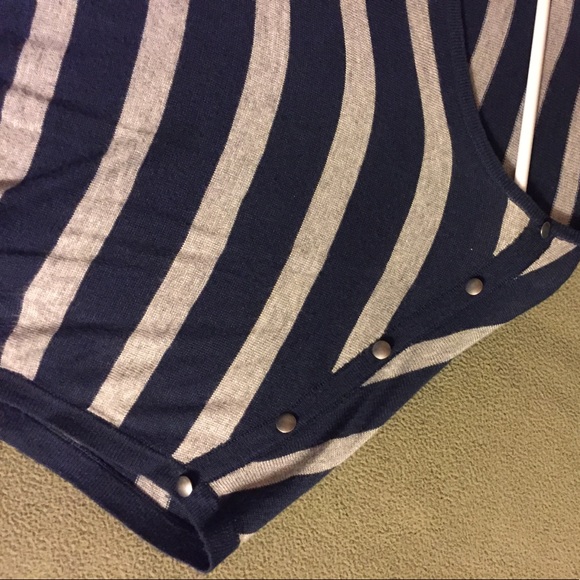 Striped Dolman Sweater with Buttons - Picture 4 of 4