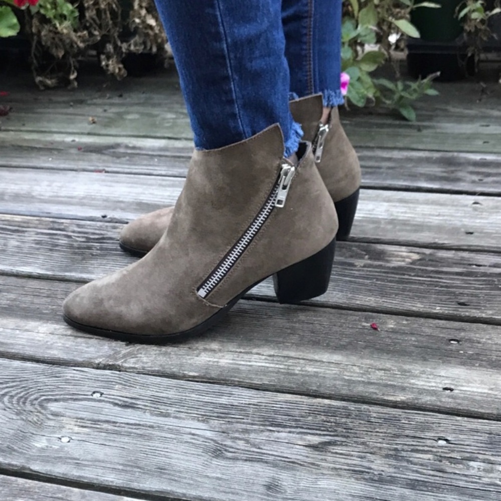Asymmetrical Double Zip Distressed Bootie - Picture 2 of 7